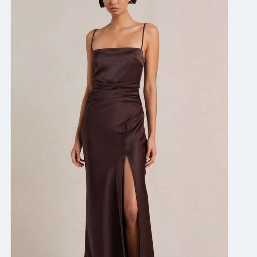 Bec & Bridge Chocolate Satin Maxi Dress